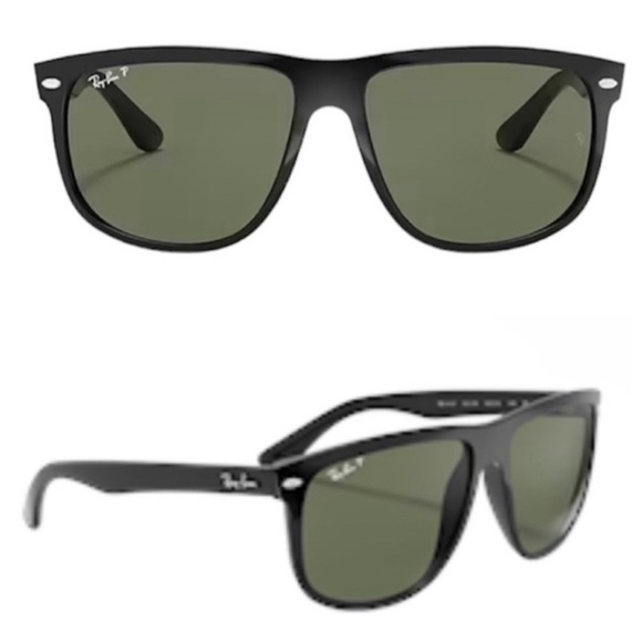 RAY BAN Polarized Sunglasses Black With Green Lenses RB4147 Made In Italy - Picture 1 of 16